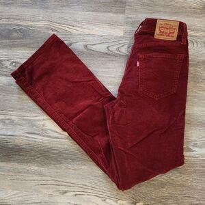 Levi's Red Corduroy Bootcut Pant 725 High Rise Womens 25x32 Stretch